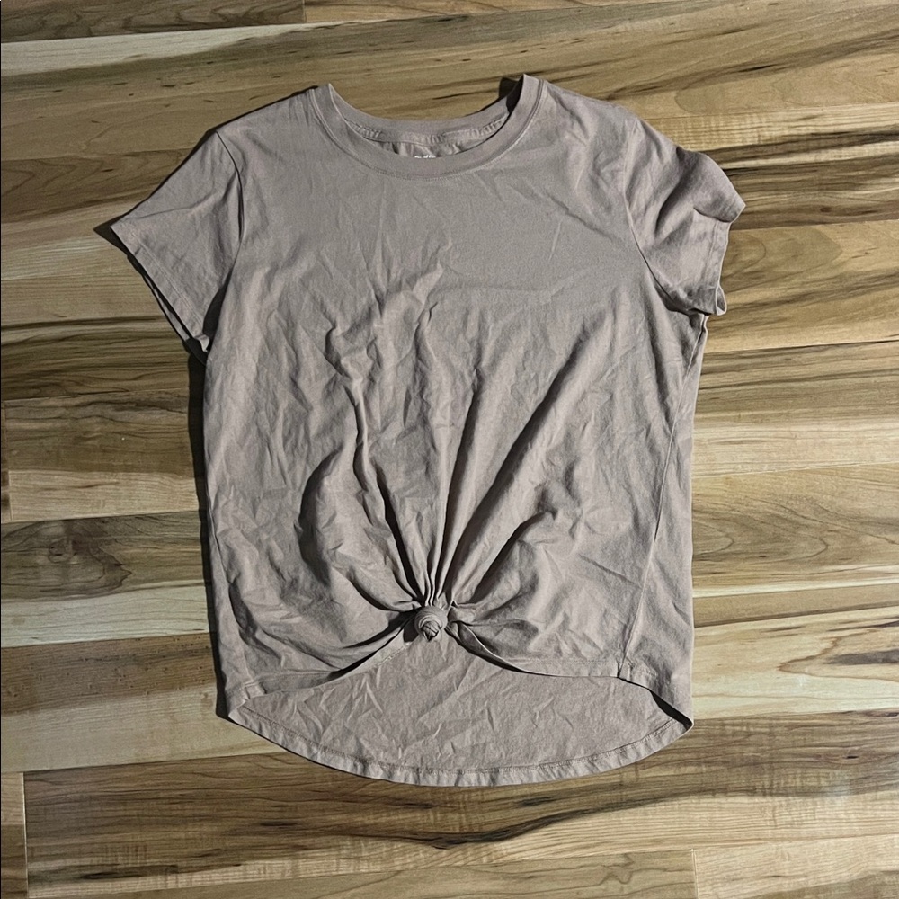 Abercrombie & Fitch Taupe Knot-Front Tee